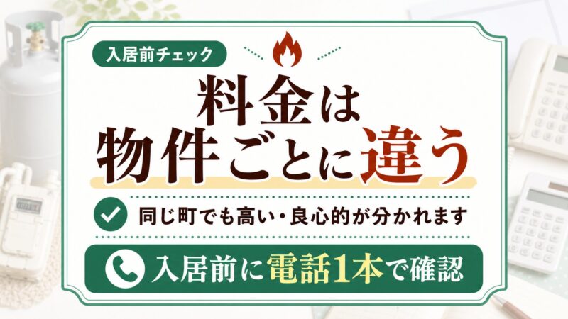 プロパンガス料金は物件ごとに違い入居前に電話で確認すべきことを説明する図解