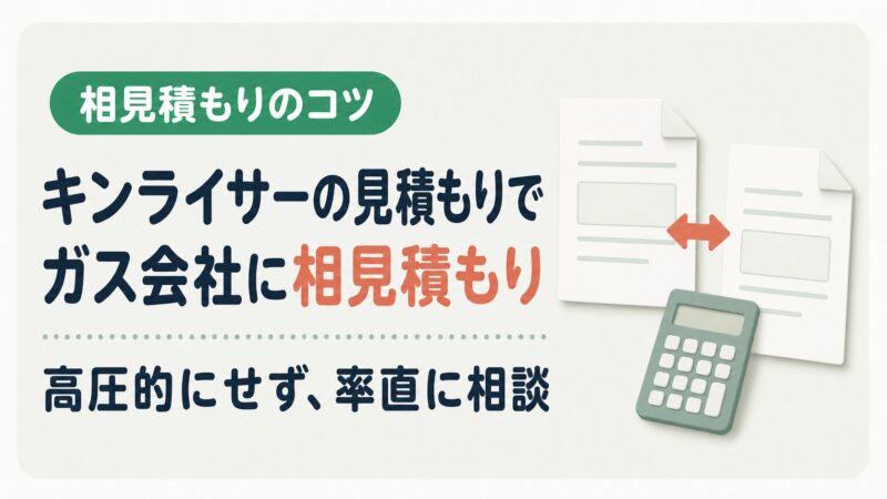 キンライサーの見積もりを使ってガス会社へ相見積もりを相談する図解