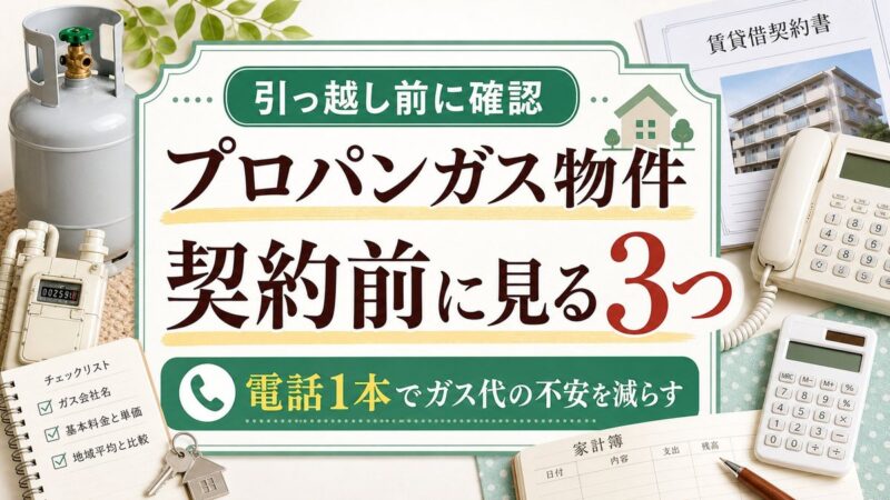 引っ越し先がプロパンガス物件だったとき契約前に確認する3つを説明する記事サムネイル