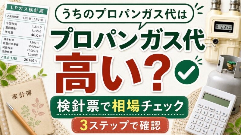 プロパンガス代が高いか検針票で相場チェックする3ステップを説明する記事サムネイル