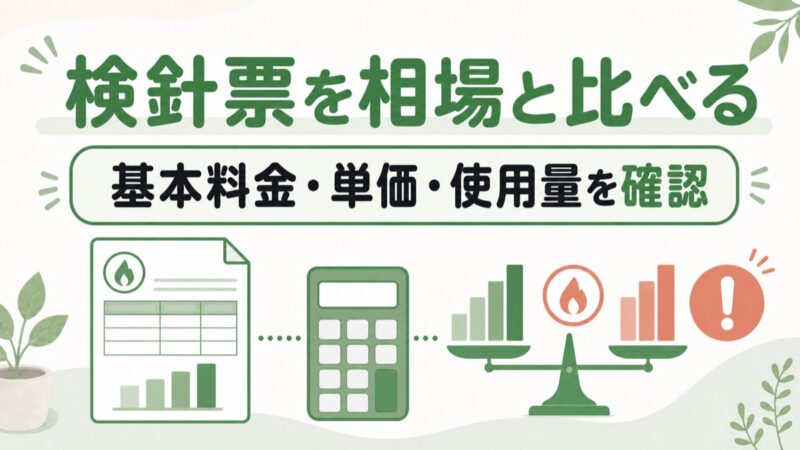 検針票の基本料金と単価と使用量を全国相場と比べる図解