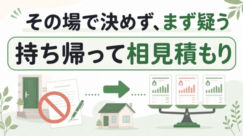 給湯器の無料点検ではその場で決めず相見積もりを取る図解