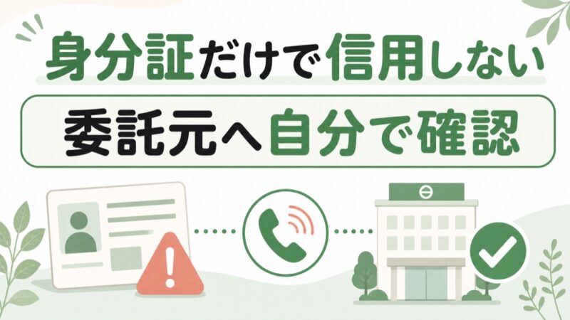 訪問業者の身分証だけで信用せず委託元へ自分で確認するQ&A図解
