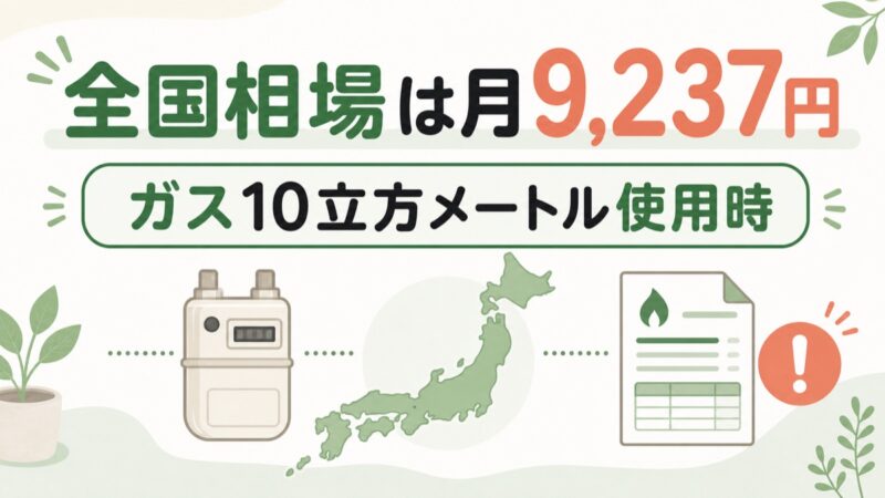 プロパンガスを月10立方メートル使用した場合の全国相場9,237円を示す図解