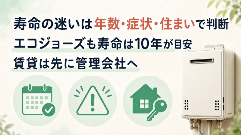 給湯器の寿命に関する疑問を年数・症状・住まいで整理する図解