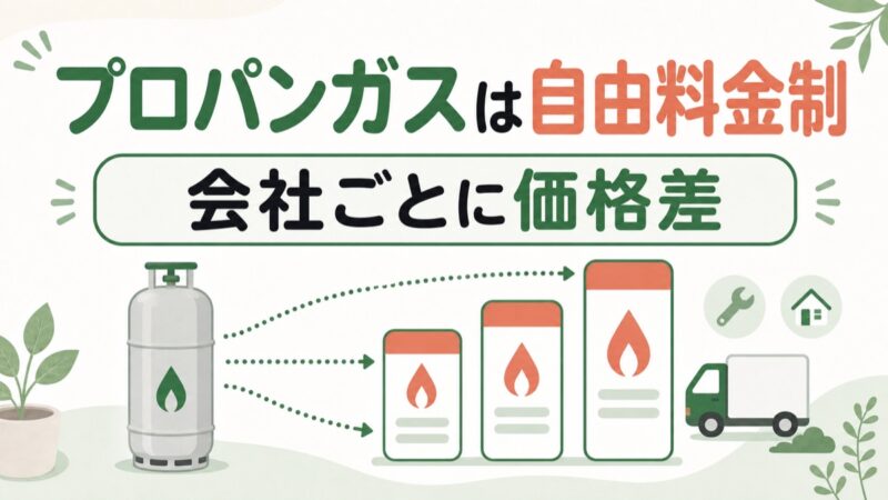 プロパンガスが自由料金制で会社ごとに価格差があることを示す図解